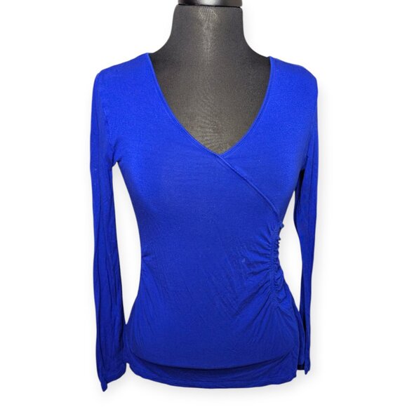 Cable & Gage Elegant Royal Blue Long Sleeve Knit V-Neck Top Size Small - Picture 1 of 14